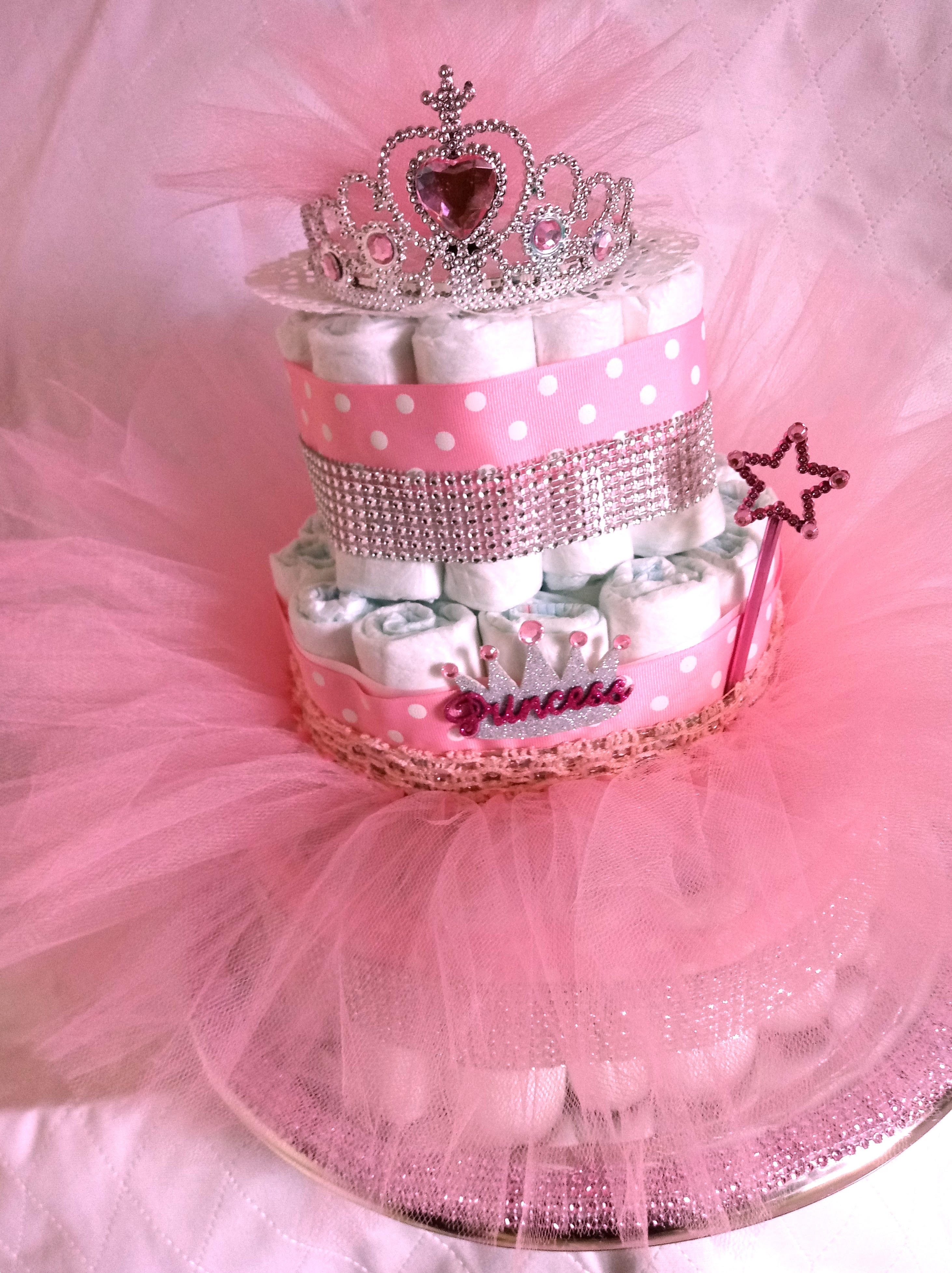 Pink Princess Tutu Diaper Cake