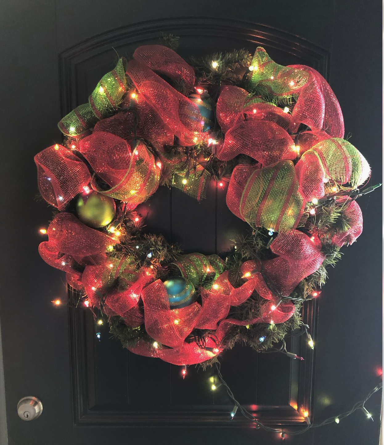Christmas Wreath with Lights and Ornaments