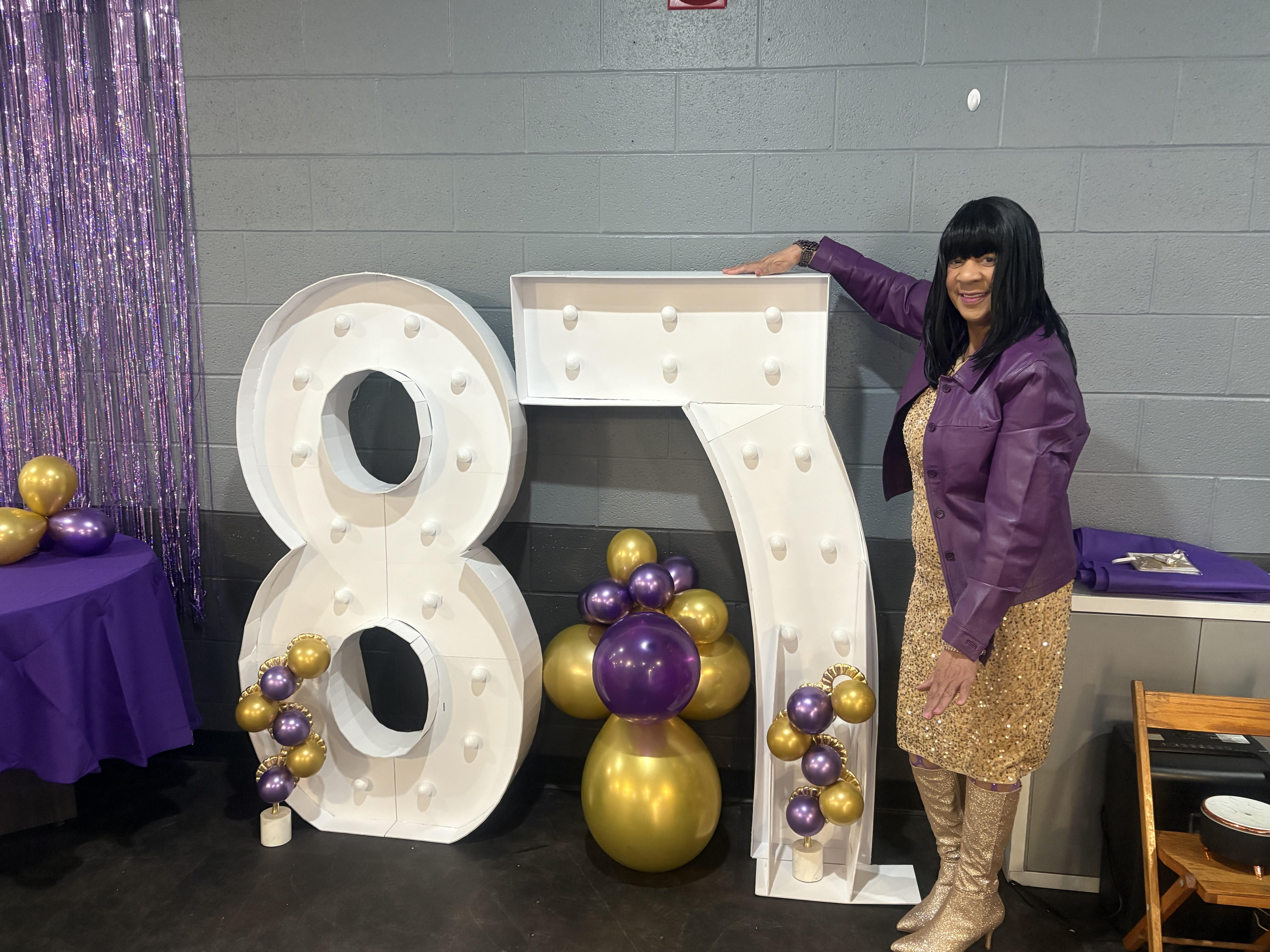 87th Birthday Celebration with Marquee Numbers