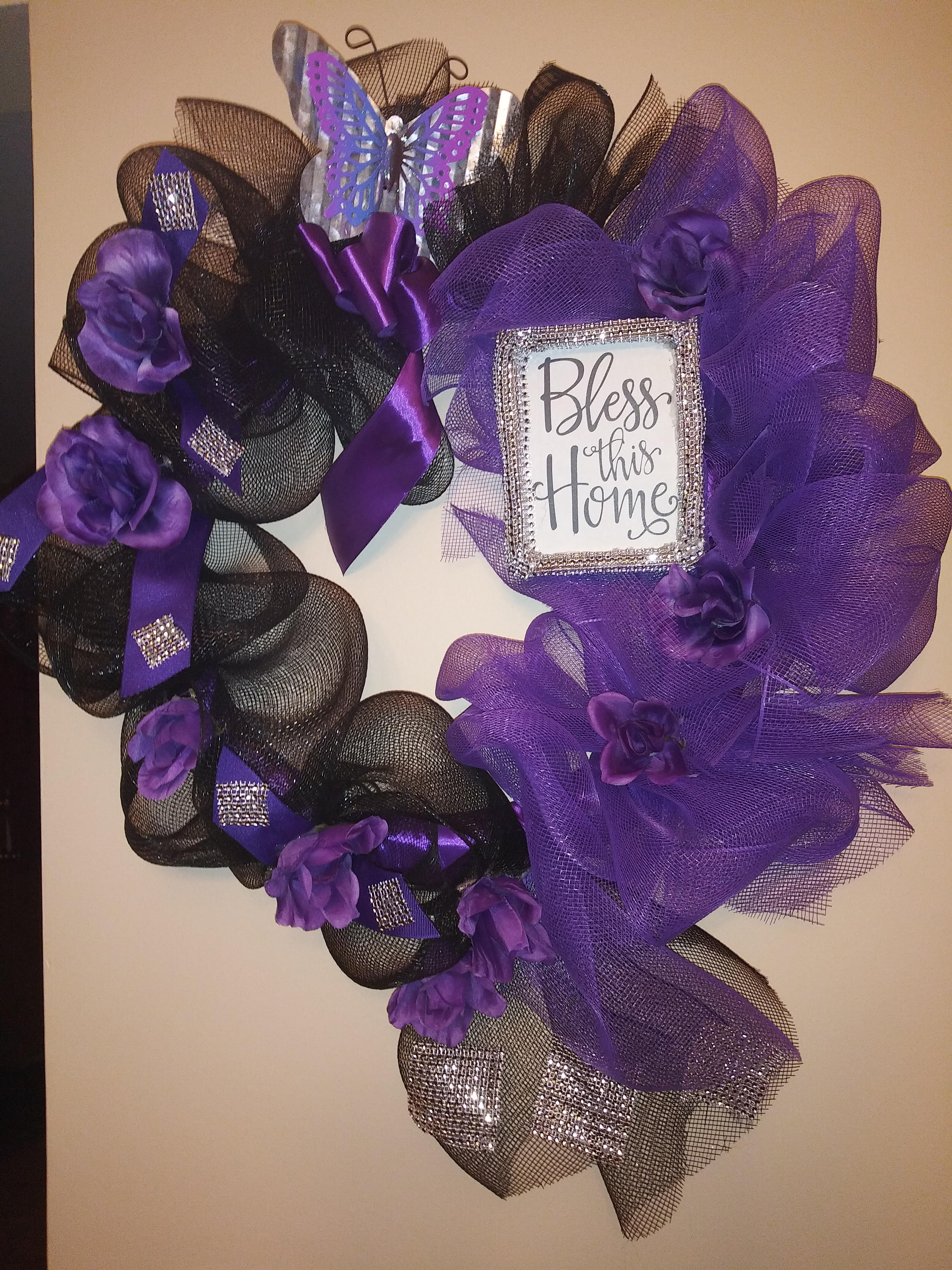 Bless this Home Purple Wreath